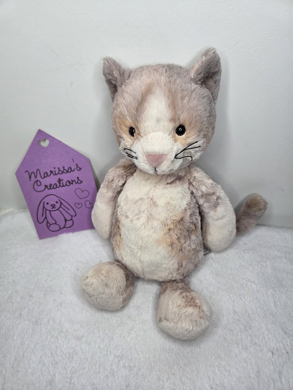 EUC/NWOT Customized Jellycat Medium Bashful Cream Kitten "Muffin"